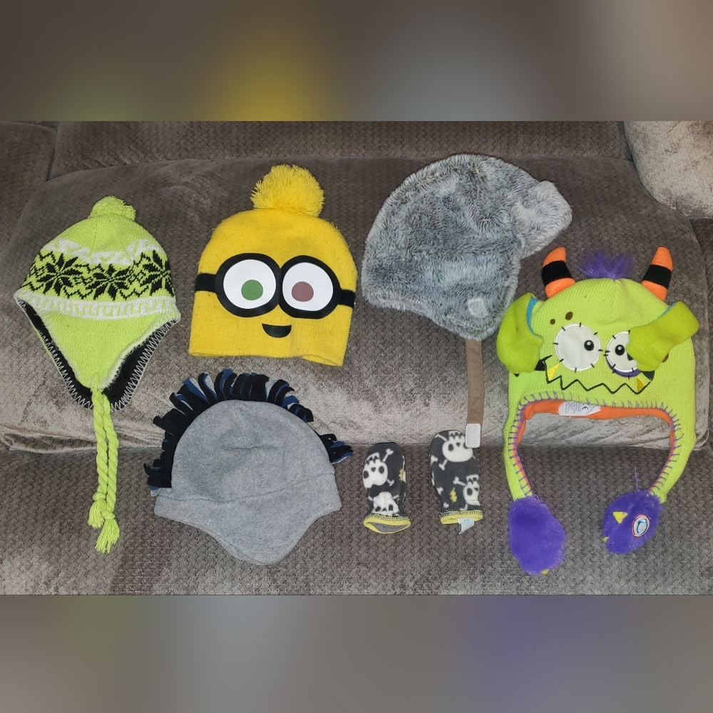 Five Toddler boy beanies